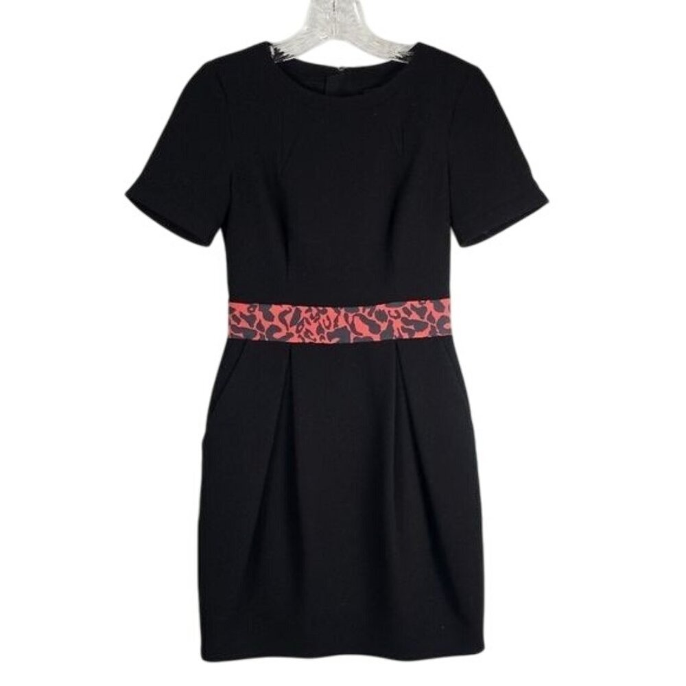 Karen Millen Black Mini Dress 4 Y2K Animal Print Belt LBD Date‎ Night IT Girl